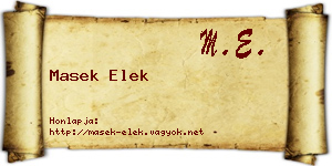 Masek Elek névjegykártya